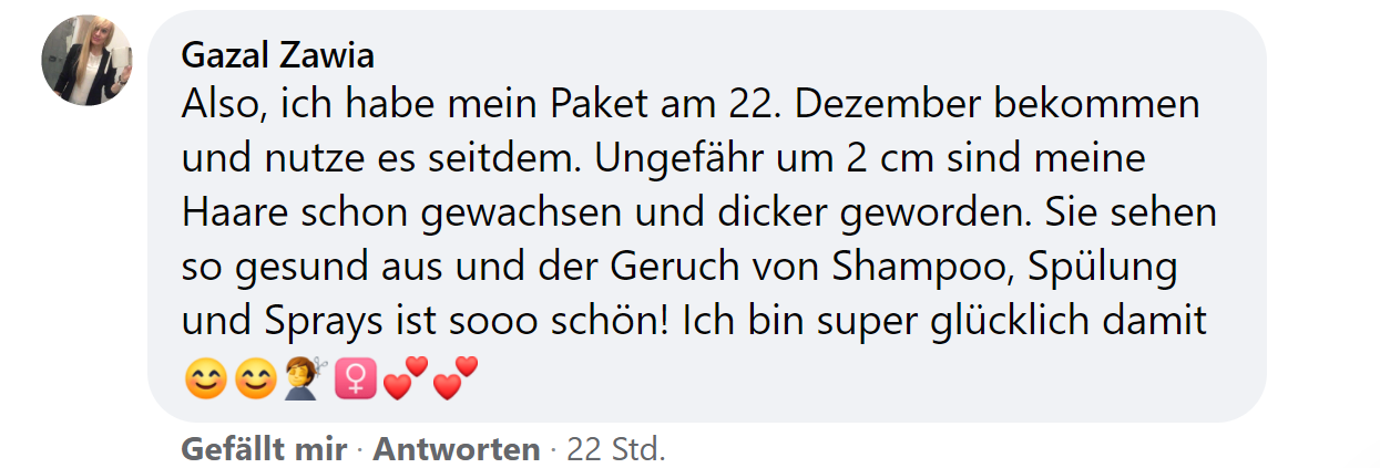 Facebook comment review about this moerie product