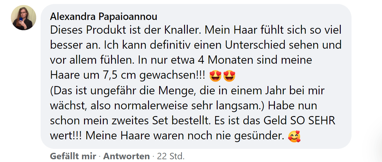 Facebook comment review about this moerie product