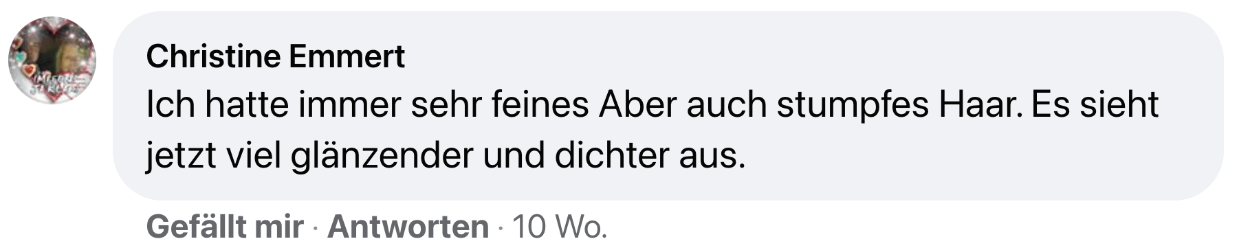 Facebook comment review about this moerie product