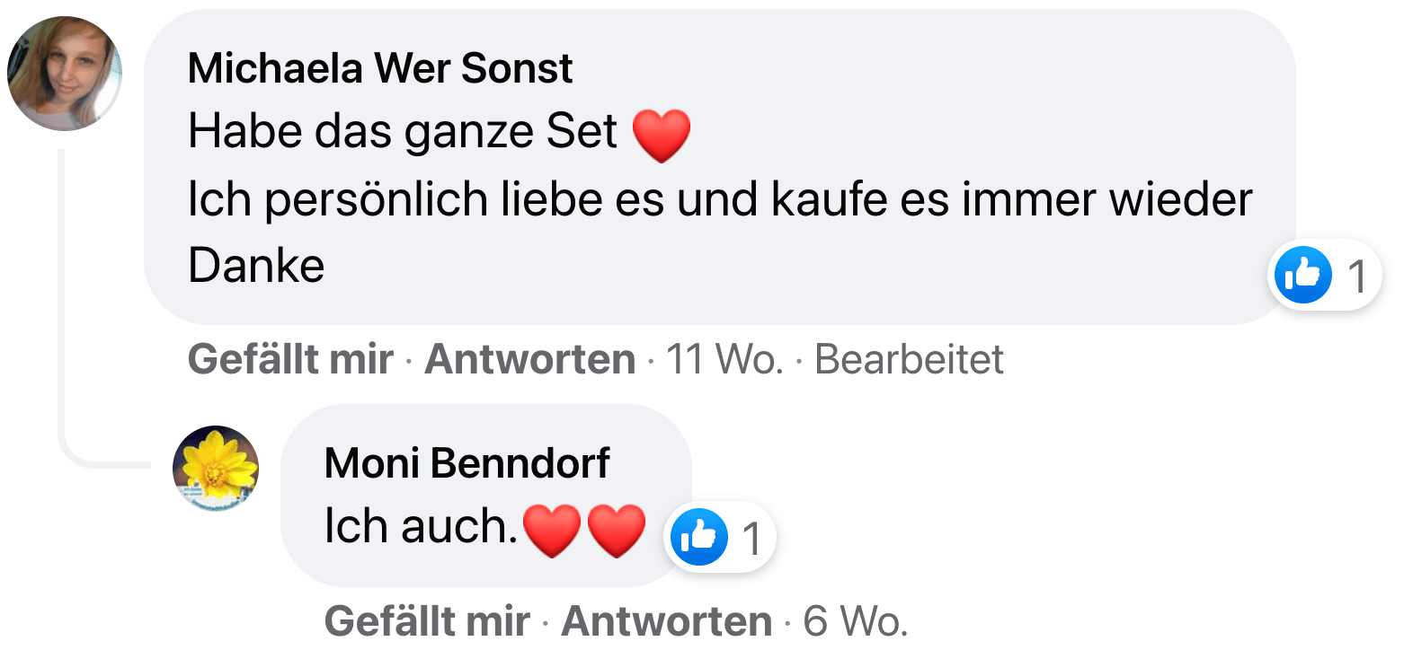 Facebook comment review about this moerie product