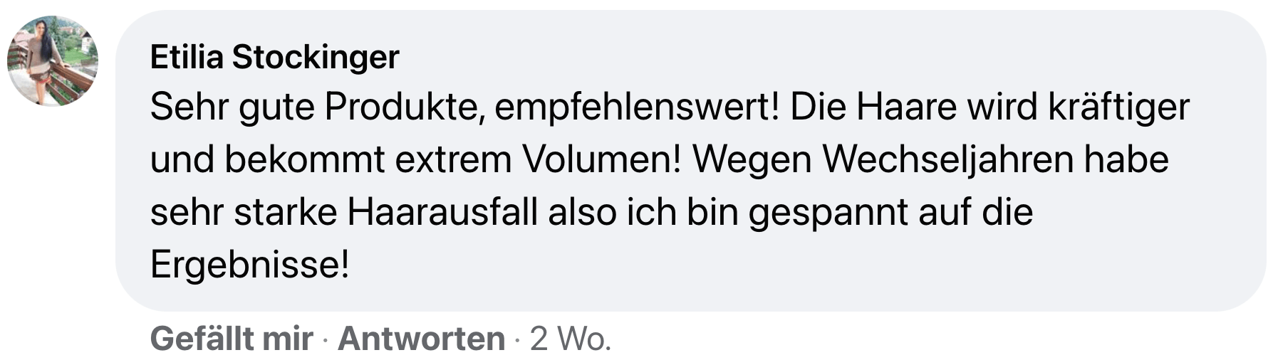 Facebook comment review about this moerie product