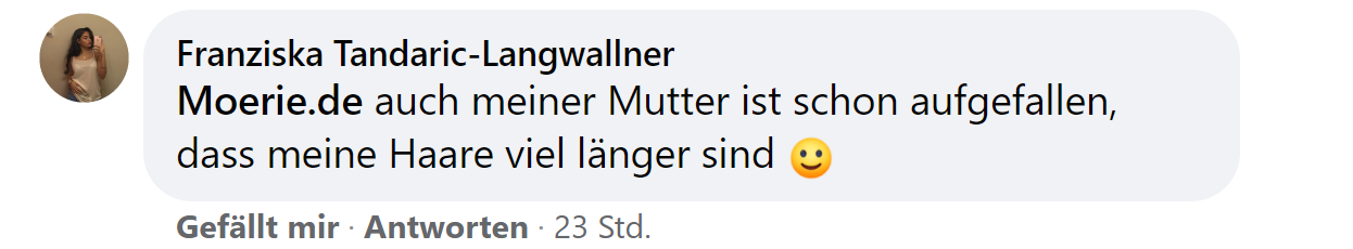 Facebook comment review about this moerie product
