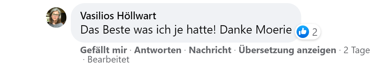 Facebook comment review about this moerie product
