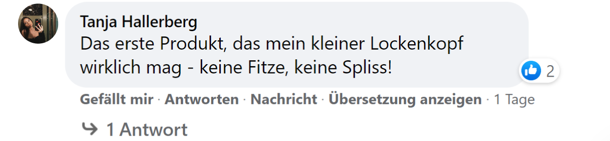 Facebook comment review about this moerie product