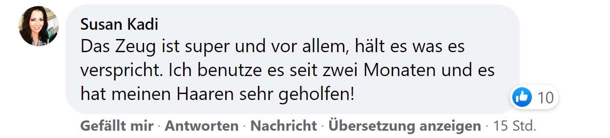 Facebook comment review about this moerie product