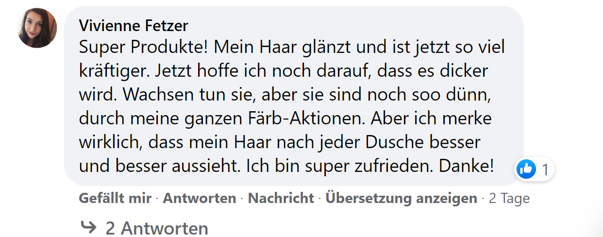 Facebook comment review about this moerie product