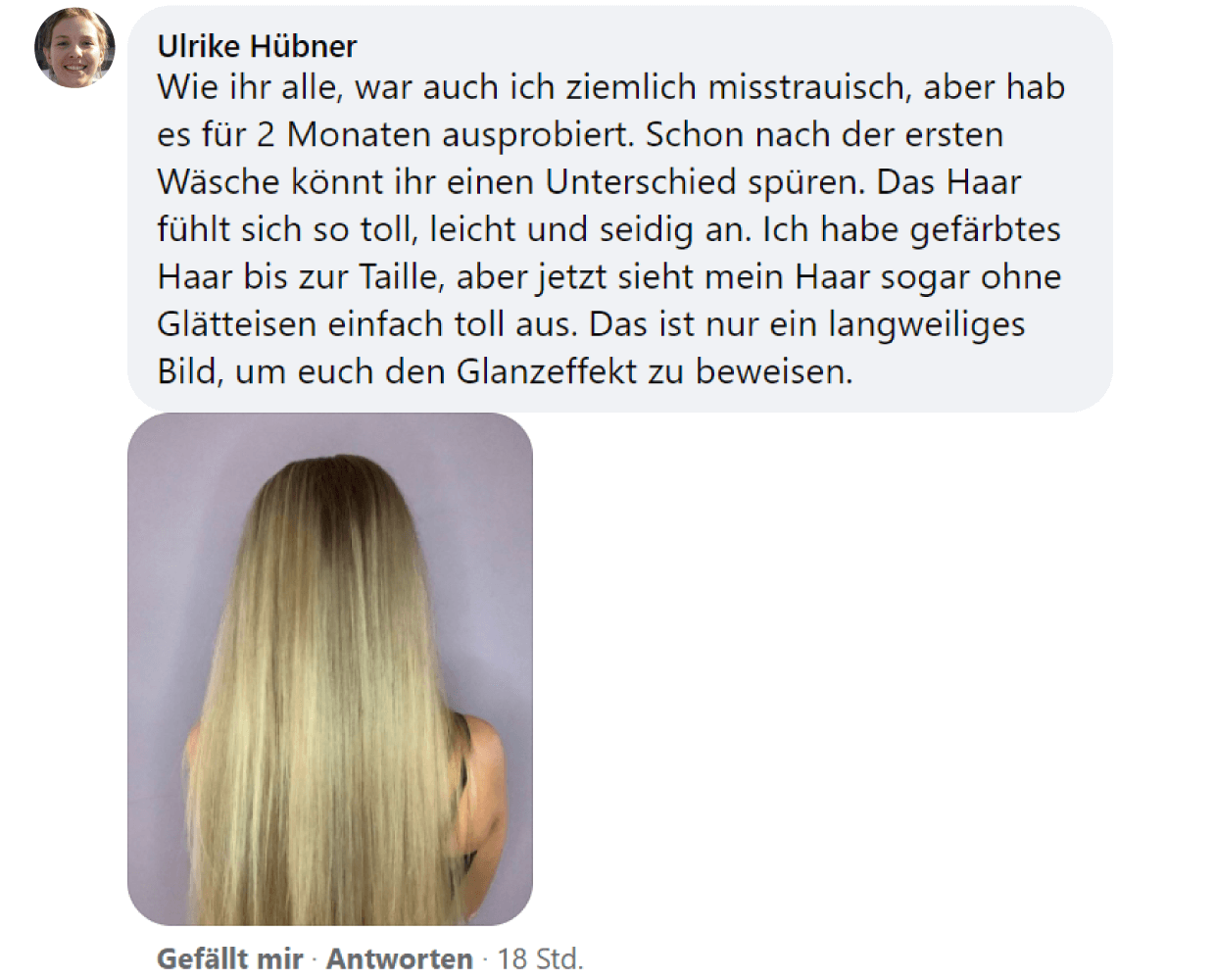 Facebook comment review about this moerie product