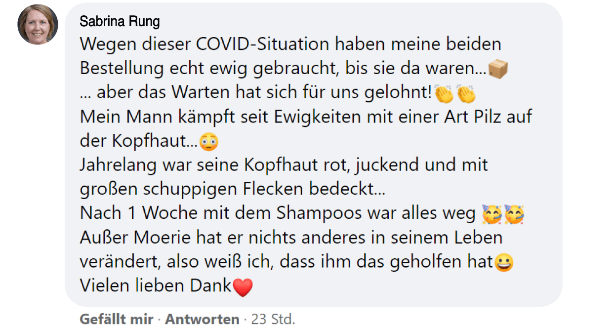Facebook comment review about this moerie product