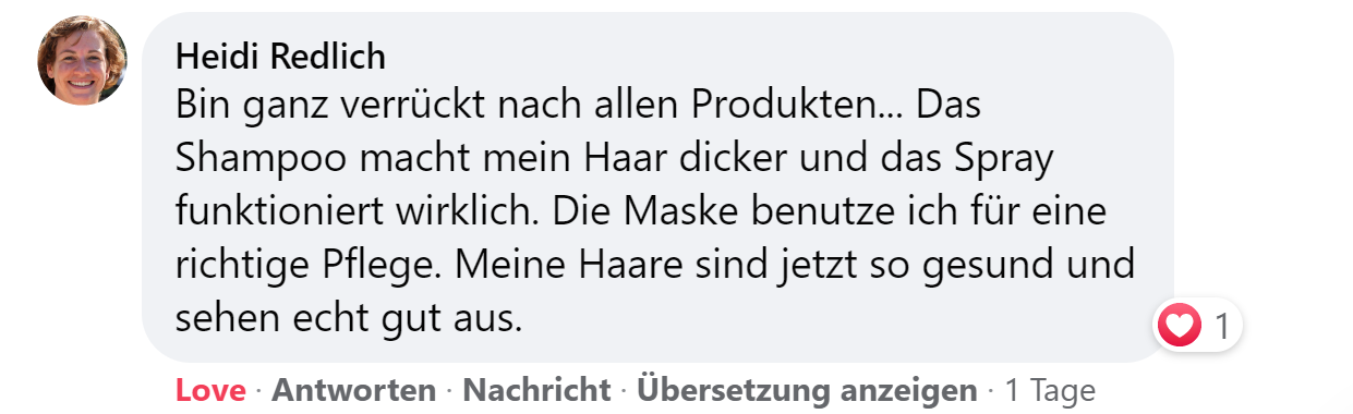 Facebook comment review about this moerie product