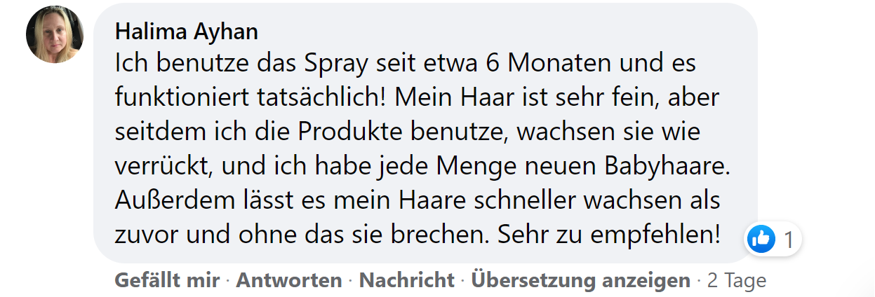 Facebook comment review about this moerie product