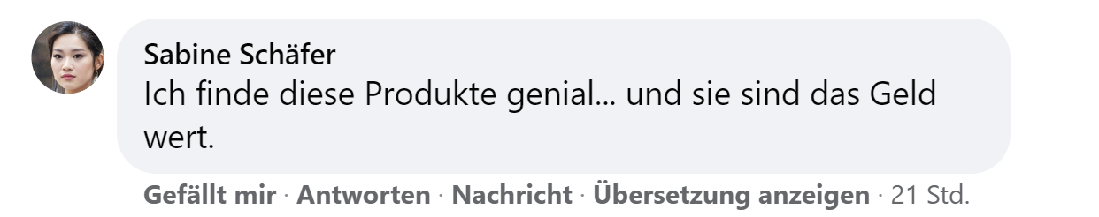 Facebook comment review about this moerie product
