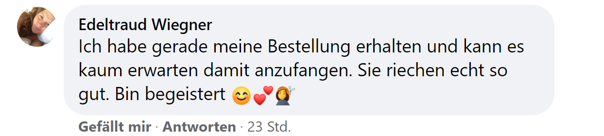 Facebook comment review about this moerie product