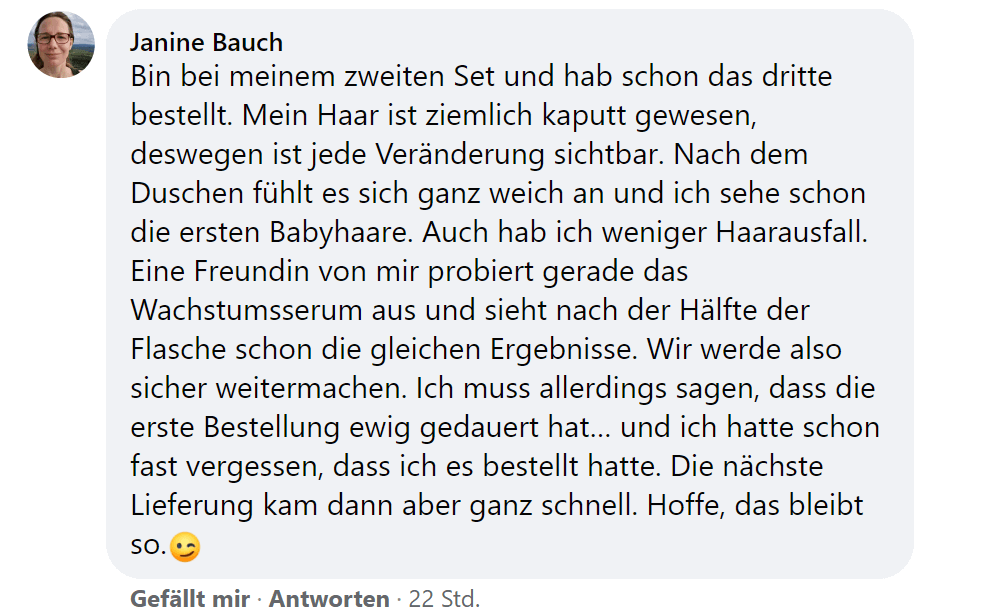 Facebook comment review about this moerie product