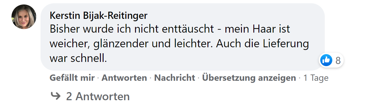Facebook comment review about this moerie product
