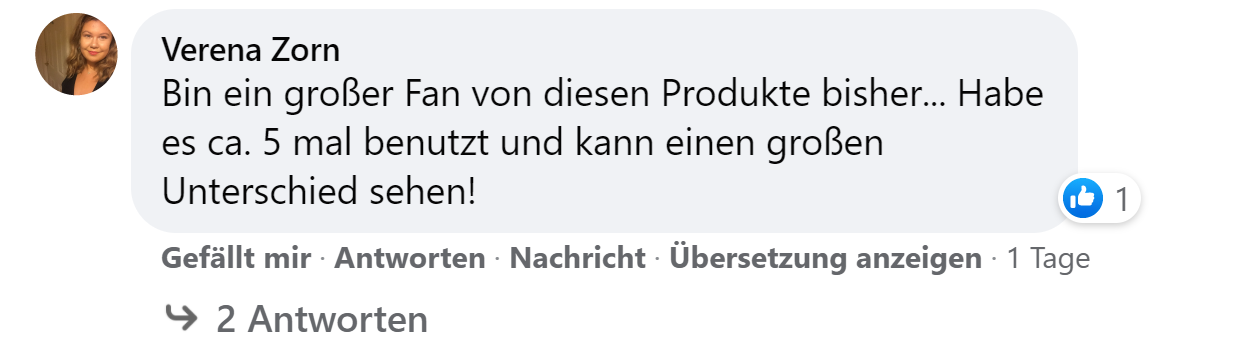 Facebook comment review about this moerie product