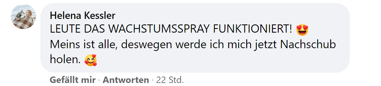 Facebook comment review about this moerie product